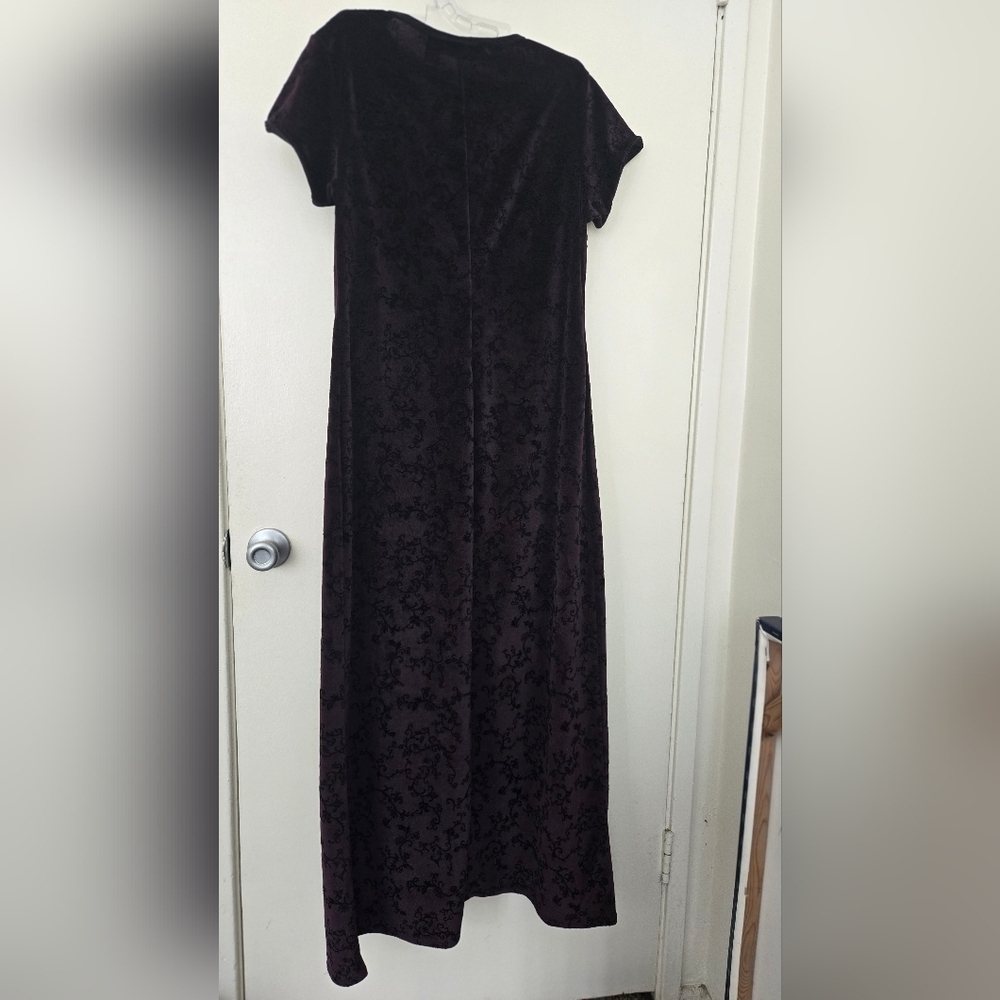 Jumping Joy Vintage Maxi Velor Floral Black Purple Large - Picture 3 of 3